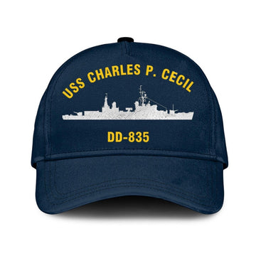 US Navy Ball Caps, Uss Charles P Cecil Dd-835 Classic Baseball Cap, Custom Embroidered Us Navy Ships Classic Cap, Navy Veteran Ball Caps