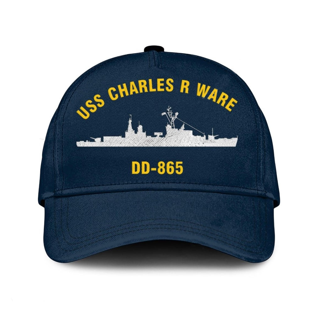 US Navy Ball Caps, Uss Charles R Ware Dd-865 Classic Baseball Cap, Custom Embroidered Us Navy Ships Classic Cap, Navy Veteran Ball Caps
