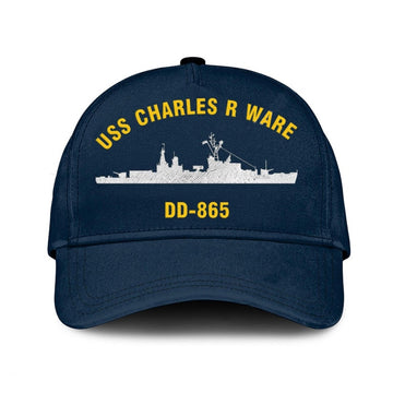 US Navy Ball Caps, Uss Charles R Ware Dd-865 Classic Baseball Cap, Custom Embroidered Us Navy Ships Classic Cap, Navy Veteran Ball Caps