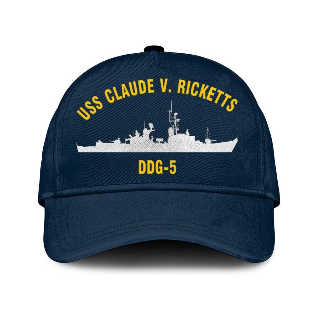 US Navy Ball Caps, Uss Claude V Ricketts Ddg-5 Classic Baseball Cap, Custom Embroidered Us Navy Ships Classic Cap, Navy Veteran Ball Caps