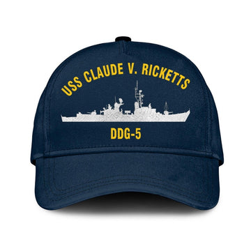 US Navy Ball Caps, Uss Claude V Ricketts Ddg-5 Classic Baseball Cap, Custom Embroidered Us Navy Ships Classic Cap, Navy Veteran Ball Caps
