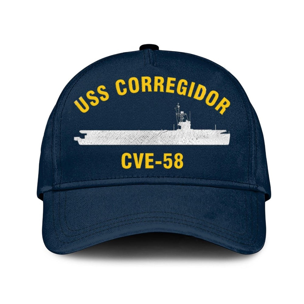 US Navy Ball Caps, Uss Corregidor Cve-58 Classic Baseball Cap, Custom Embroidered Us Navy Ships Classic Cap, Navy Veteran Ball Caps
