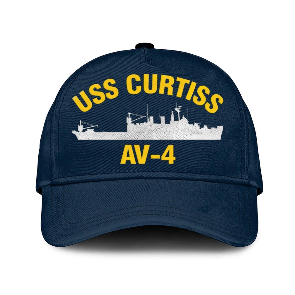 US Navy Ball Caps, Uss Curtiss Av-4 Classic Baseball Cap, Custom Embroidered Us Navy Ships Classic Cap, Navy Veteran Ball Caps