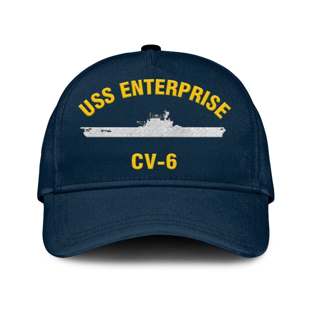 US Navy Ball Caps, Uss Enterprise Cv-6 Classic Cap, Custom Embroidered Us Navy Ships Classic Baseball Cap, Navy Veteran Ball Caps