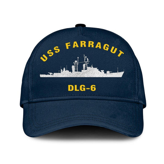 US Navy Ball Caps, Uss Farragut Dlg-6 Classic Baseball Cap, Custom Embroidered Us Navy Ships Classic Cap, Navy Veteran Ball Caps