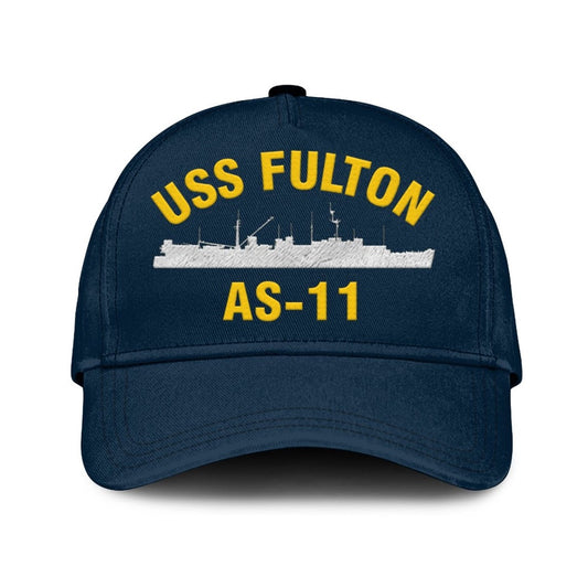 US Navy Ball Caps, Uss Fulton As-11 Classic Cap, Custom Embroidered Us Navy Ships Classic Baseball Cap, Navy Veteran Ball Caps