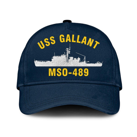 US Navy Ball Caps, Uss Gallant Mso-489 Classic Baseball Cap, Custom Embroidered Us Navy Ships Classic Cap, Navy Veteran Ball Caps