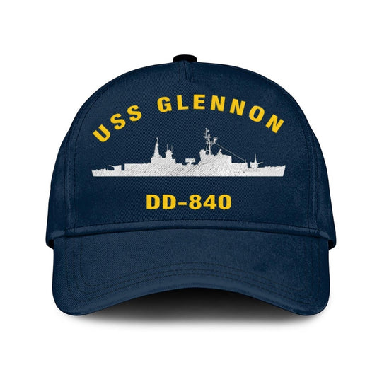 US Navy Ball Caps, Uss Glennon Dd 840 Classic Baseball Cap, Custom Embroidered Us Navy Ships Classic Cap, Navy Veteran Ball Caps