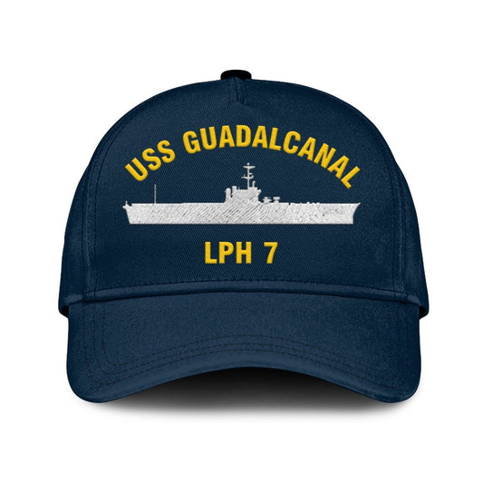 US Navy Ball Caps, Uss Guadalcanal Lph 7 Classic Cap, Custom Embroidered Us Navy Ships Classic Baseball Cap, Navy Veteran Ball Caps