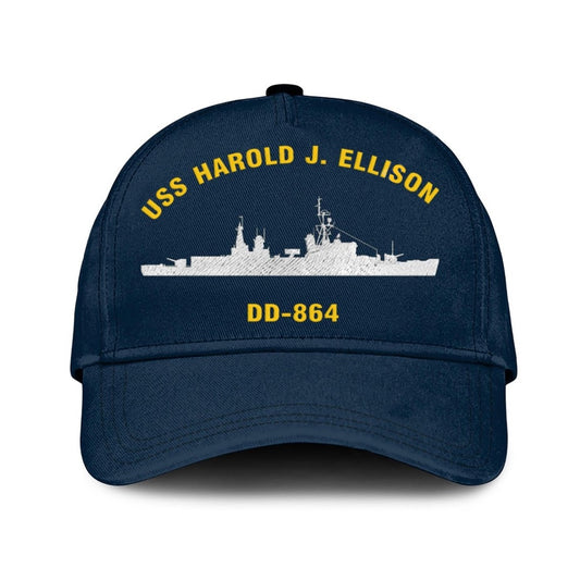 US Navy Ball Caps, Uss Harold J Ellison Dd-864 Classic Baseball Cap, Custom Embroidered Us Navy Ships Classic Cap, Navy Veteran Ball Caps