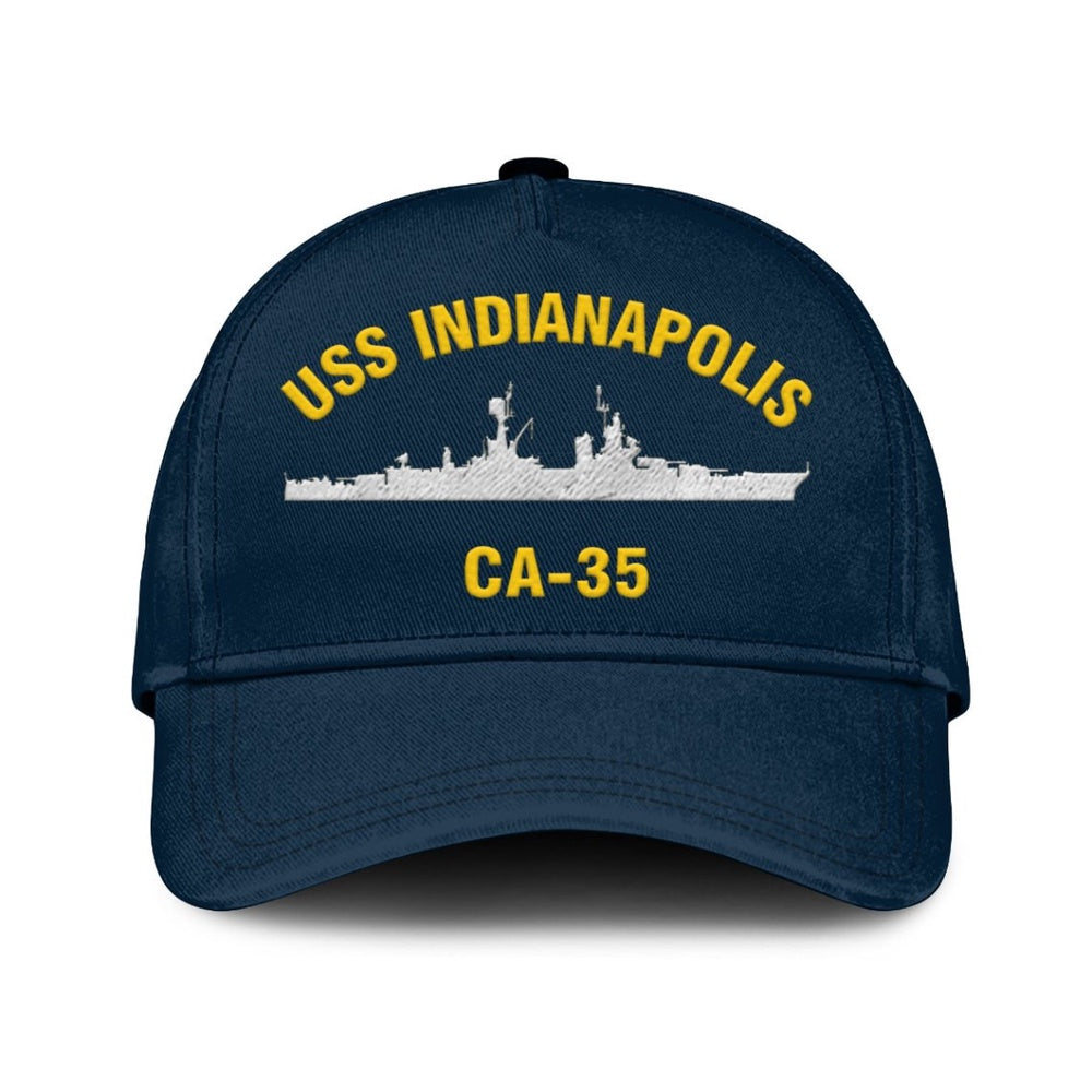 US Navy Ball Caps, Uss Indianapolis Ca-35 Classic Cap, Custom Embroidered Us Navy Ships Classic Baseball Cap, Navy Veteran Ball Caps