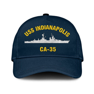 US Navy Ball Caps, Uss Indianapolis Ca-35 Classic Cap, Custom Embroidered Us Navy Ships Classic Baseball Cap, Navy Veteran Ball Caps
