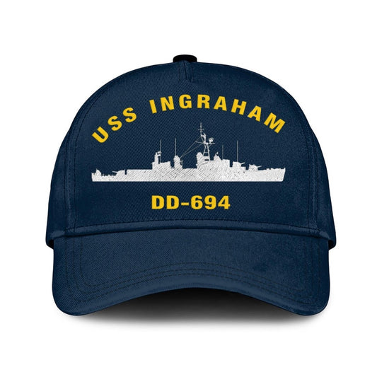 US Navy Ball Caps, Uss Ingraham Dd-694 Classic Baseball Cap, Custom Embroidered Us Navy Ships Classic Cap, Navy Veteran Ball Caps