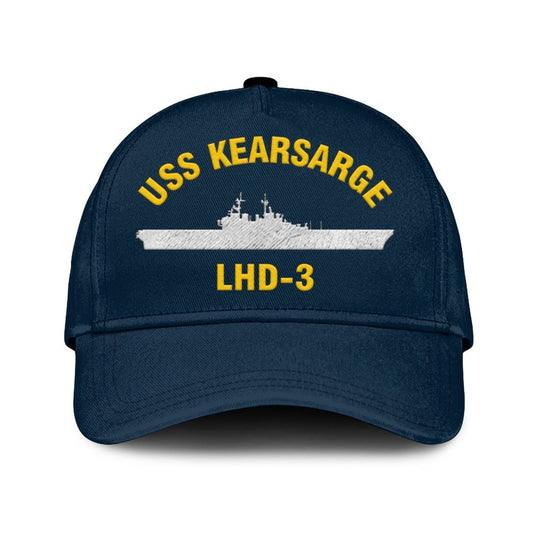US Navy Ball Caps, Uss Kearsarge Lhd-3 Classic Cap, Custom Embroidered Us Navy Ships Classic Baseball Cap, Navy Veteran Ball Caps