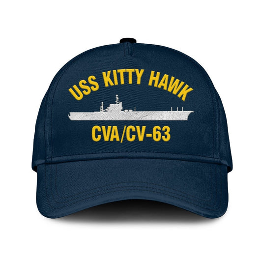 US Navy Ball Caps, Uss Kitty Hawk Cv-63 Classic Cap, Custom Embroidered Us Navy Ships Classic Baseball Cap, Navy Veteran Ball Caps