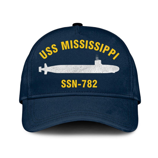 US Navy Ball Caps, Uss Mississippi Ssn-782 Classic Baseball Cap, Custom Embroidered Us Navy Ships Classic Cap, Navy Veteran Ball Caps