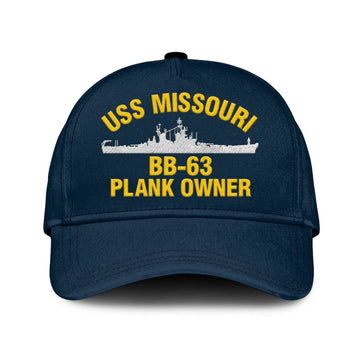 US Navy Ball Caps, Uss Missouri Bb-63 Plank Owner Classic Cap, Custom Embroidered Us Navy Ships Classic Baseball Cap, Navy Veteran Ball Caps