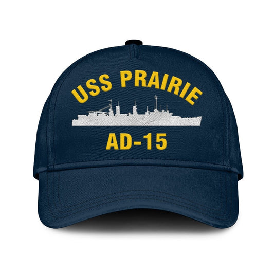 US Navy Ball Caps, Uss Prairie Ad-15 Classic Cap, Custom Embroidered Us Navy Ships Classic Baseball Cap, Navy Veteran Ball Caps