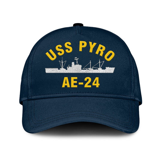 US Navy Ball Caps, Uss Pyro Ae-24 Classic Cap, Custom Embroidered Us Navy Ships Classic Baseball Cap, Navy Veteran Ball Caps