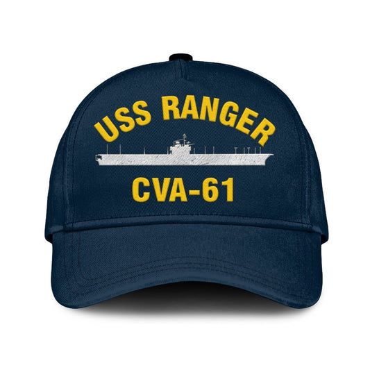 US Navy Ball Caps, Uss Ranger Cva-61 Classic Cap, Custom Embroidered Us Navy Ships Classic Baseball Cap, Navy Veteran Ball Caps