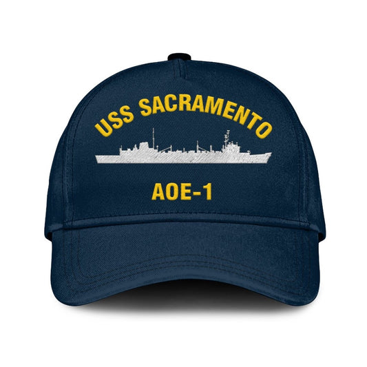 US Navy Ball Caps, Uss Sacramento Aoe-1 Classic Cap, Custom Embroidered Us Navy Ships Classic Baseball Cap, Navy Veteran Ball Caps