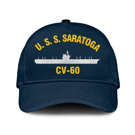 US Navy Ball Caps, Uss Saratoga Cv-60 Classic Cap, Custom Embroidered Us Navy Ships Classic Baseball Cap, Navy Veteran Ball Caps
