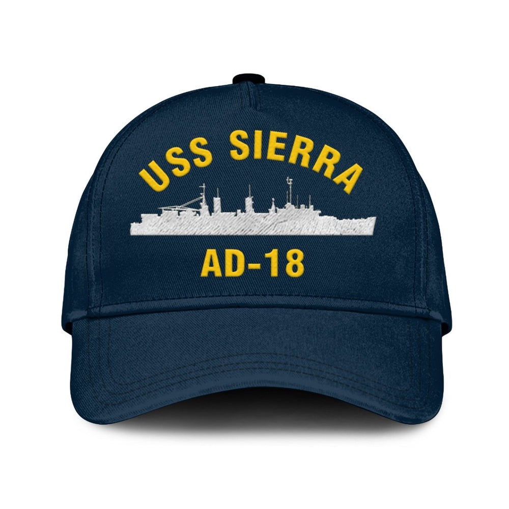US Navy Ball Caps, Uss Sierra Ad-18 Classic Cap, Custom Embroidered Us Navy Ships Classic Baseball Cap, Navy Veteran Ball Caps