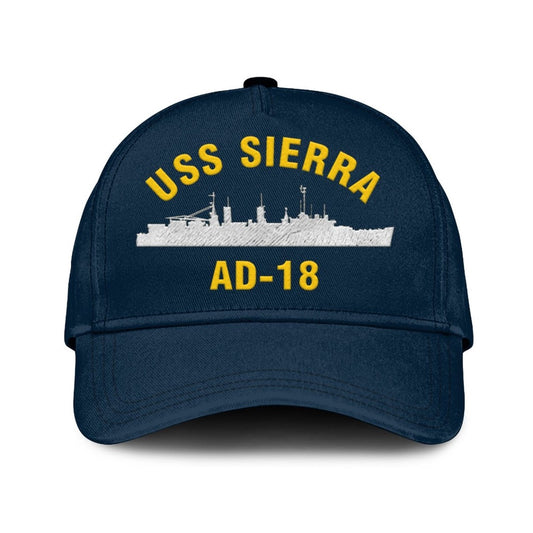 US Navy Ball Caps, Uss Sierra Ad-18 Classic Cap, Custom Embroidered Us Navy Ships Classic Baseball Cap, Navy Veteran Ball Caps