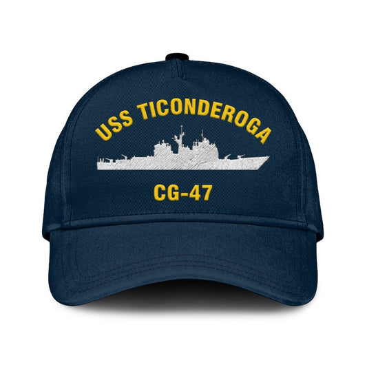 US Navy Ball Caps, Uss Ticonderoga Cg-47 (1) Classic Cap, Custom Embroidered Us Navy Ships Classic Baseball Cap, Navy Veteran Ball Caps