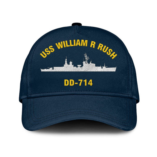 US Navy Ball Caps, Uss William R Rush Dd 714 Classic Cap, Custom Embroidered Us Navy Ships Classic Baseball Cap, Navy Veteran Ball Caps