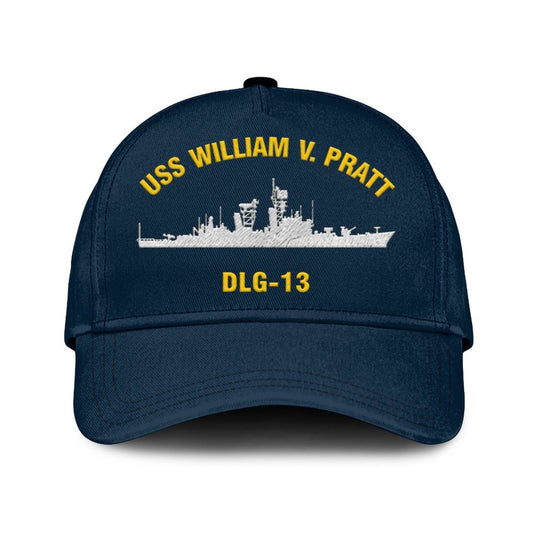 US Navy Ball Caps, Uss William V Pratt Dlg-13 Classic Cap, Custom Embroidered Us Navy Ships Classic Baseball Cap, Navy Veteran Ball Caps