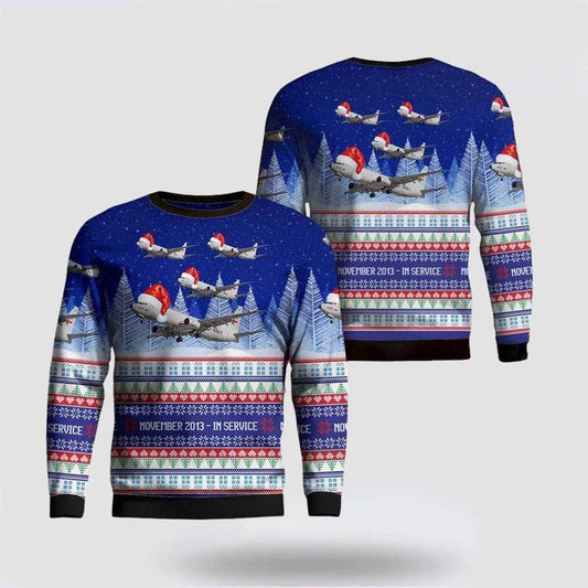 US Navy Boeing P-8 Poseidon Christmas Sweater 3D, Sweater For Military Personnel