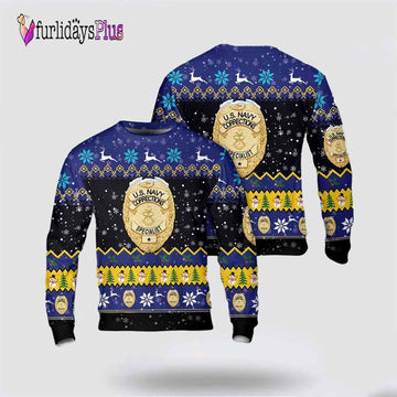US Navy Corrections Specialist Badge Christmas AOP Sweater 3D, Gift For Military Personnel