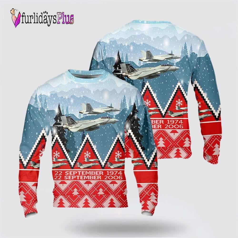 US Navy Grumman F-14 Tomcat Christmas Sweater 3D, Gift For Military Personnel