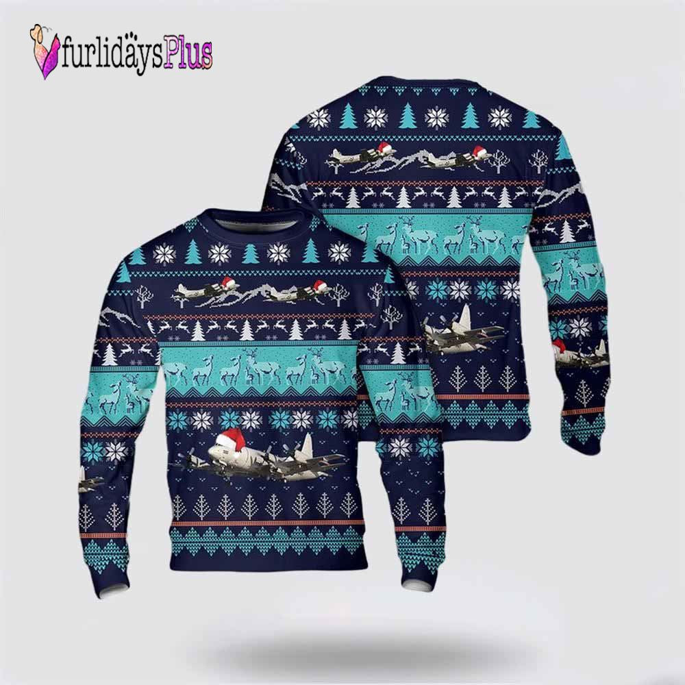 US Navy Lockheed P-3 Orion Christmas AOP Sweater 3D, Gift For Military Personnel
