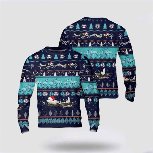 US Navy Lockheed P-3 Orion Christmas AOP Sweater 3D, Sweater For Military Personnel