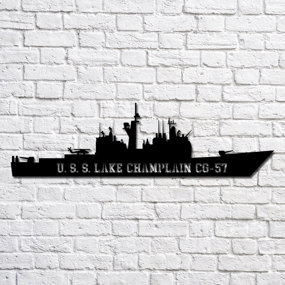 US Navy Metal Sign, U.s.s. Lake Champlain Cg57 Navy Ship Metal Art, Custom Us Navy Ship Cut Metal Sign, Navy Veteran Metal Sign