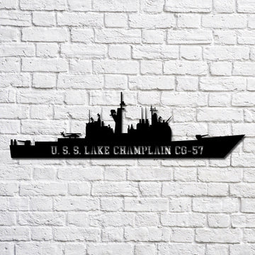 US Navy Metal Sign, U.s.s. Lake Champlain Cg57 Navy Ship Metal Art, Custom Us Navy Ship Cut Metal Sign, Navy Veteran Metal Sign