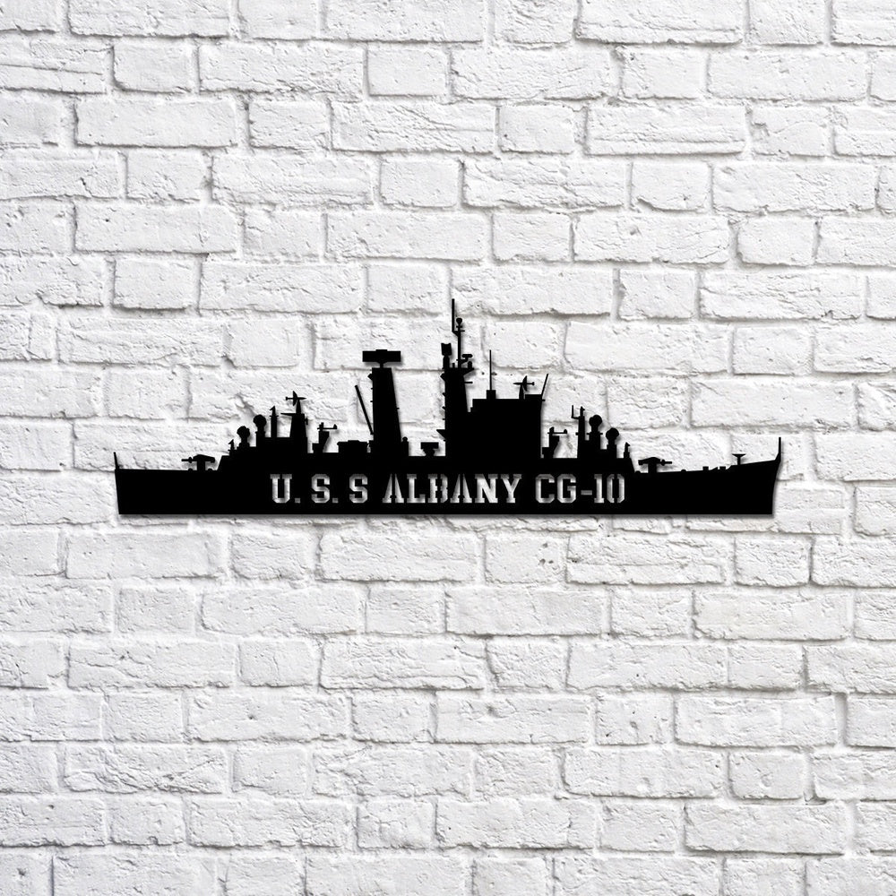 US Navy Metal Sign, USS Albany CG10 Navy Ship Metal Sign, Memory Wall Metal Sign Laser Cut Metal Signs, Navy Veteran Metal Sign