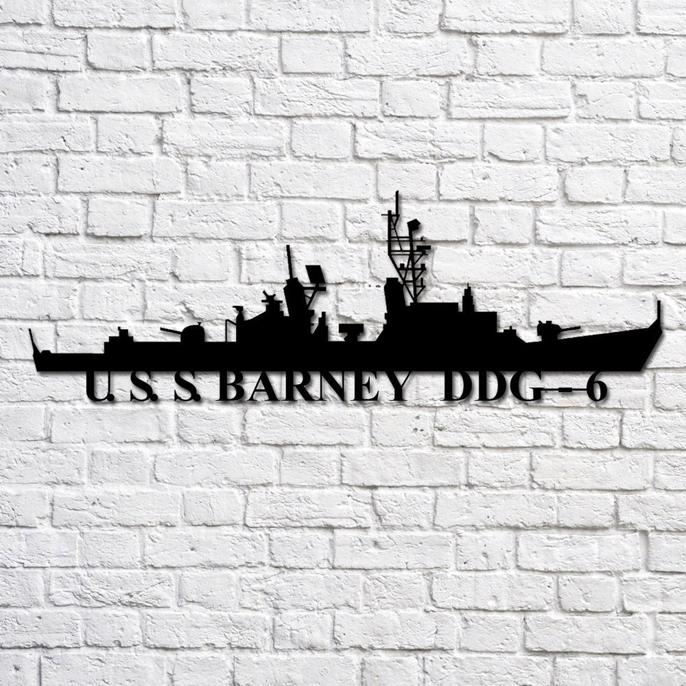 US Navy Metal Sign, USS Barney Ddg 6 Navy Ship Metal Art, Custom Us Navy Ship Cut Metal Sign, Navy Veteran Metal Sign