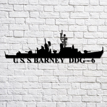 US Navy Metal Sign, USS Barney Ddg 6 Navy Ship Metal Art, Custom Us Navy Ship Cut Metal Sign, Navy Veteran Metal Sign