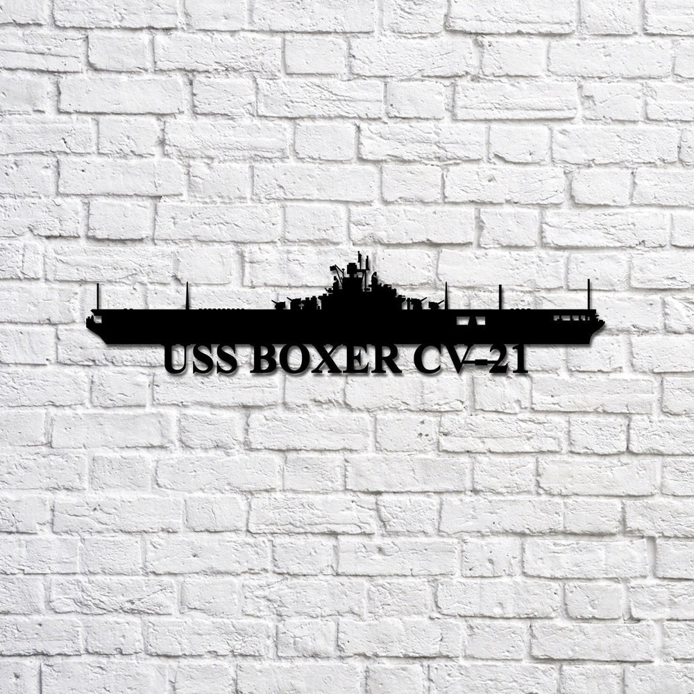 US Navy Metal Sign, USS Boxer CV21 Navy Ship Metal Sign, Memory Wall Metal Sign Laser Cut Metal Signs, Navy Veteran Metal Sign