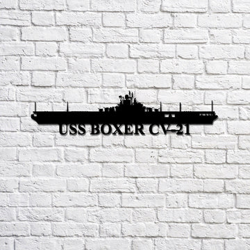 US Navy Metal Sign, USS Boxer CV21 Navy Ship Metal Sign, Memory Wall Metal Sign Laser Cut Metal Signs, Navy Veteran Metal Sign