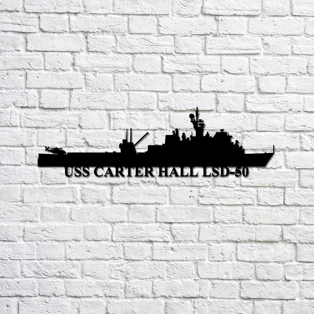 US Navy Metal Sign, USS Carter Hall LSD50 silhouette Navy Ship Metal Sign, Memory Wall Metal Sign Laser Cut Metal Signs, Navy Veteran Metal Sign