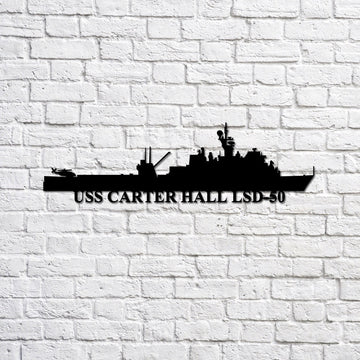 US Navy Metal Sign, USS Carter Hall LSD50 silhouette Navy Ship Metal Sign, Memory Wall Metal Sign Laser Cut Metal Signs, Navy Veteran Metal Sign