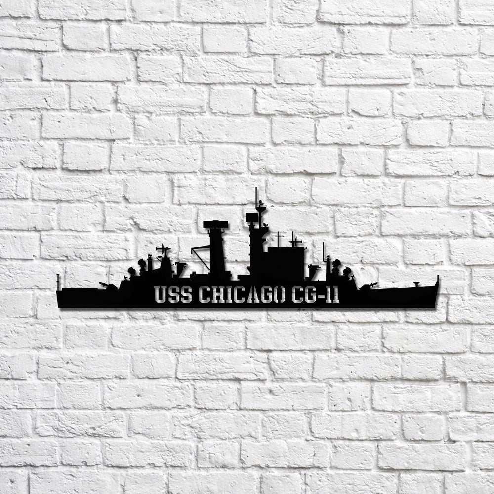 US Navy Metal Sign, USS Chicago CG11 Navy Ship Metal Sign, Memory Wall Metal Sign Laser Cut Metal Signs, Navy Veteran Metal Sign