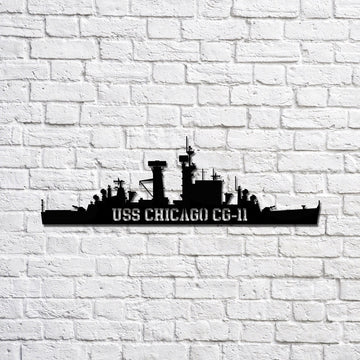 US Navy Metal Sign, USS Chicago CG11 Navy Ship Metal Sign, Memory Wall Metal Sign Laser Cut Metal Signs, Navy Veteran Metal Sign