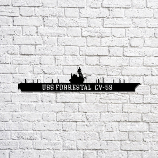 US Navy Metal Sign, USS Forrestal CV59 carrier Navy Ship Metal Sign, Memory Wall Metal Sign Laser Cut Metal Signs, Navy Veteran Metal Sign