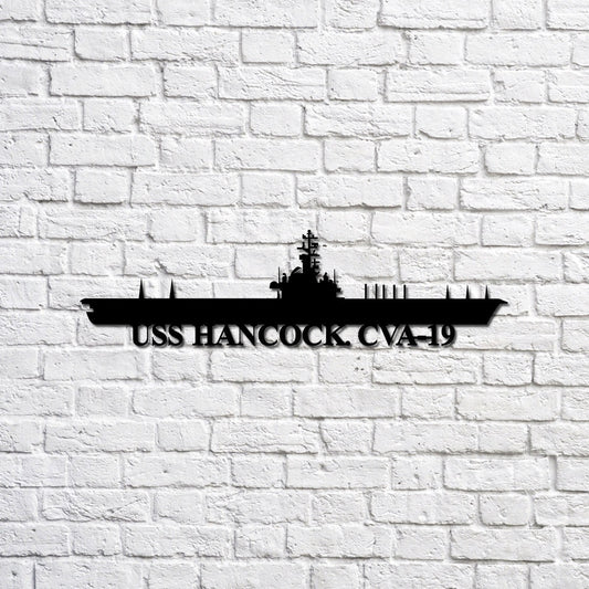 US Navy Metal Sign, USS Hancock CVA19 Navy Ship Metal Sign, Memory Wall Metal Sign Laser Cut Metal Signs, Navy Veteran Metal Sign
