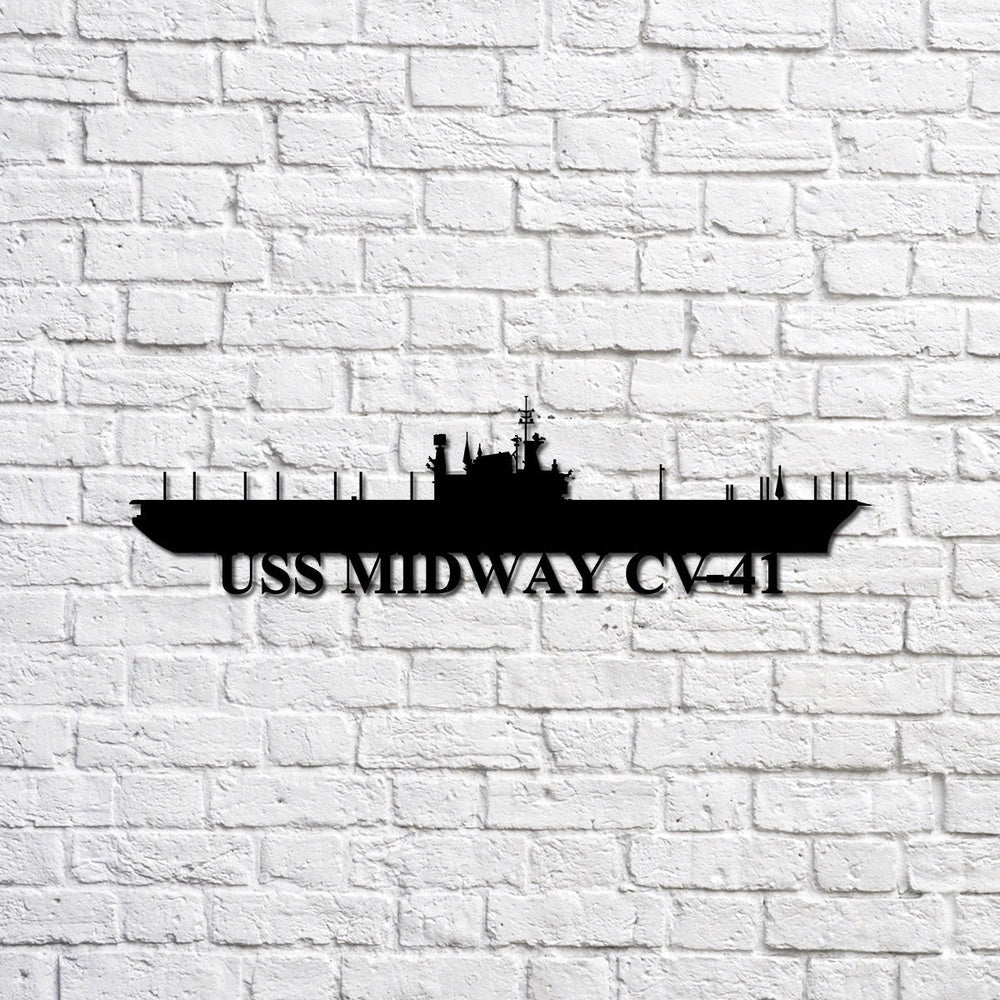 US Navy Metal Sign, USS Midway CV41 carrier Navy Ship Metal Sign, Memory Wall Metal Sign Laser Cut Metal Signs, Navy Veteran Metal Sign